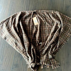 **FREE SHIPPING** Fall plaid, open front drape sweater